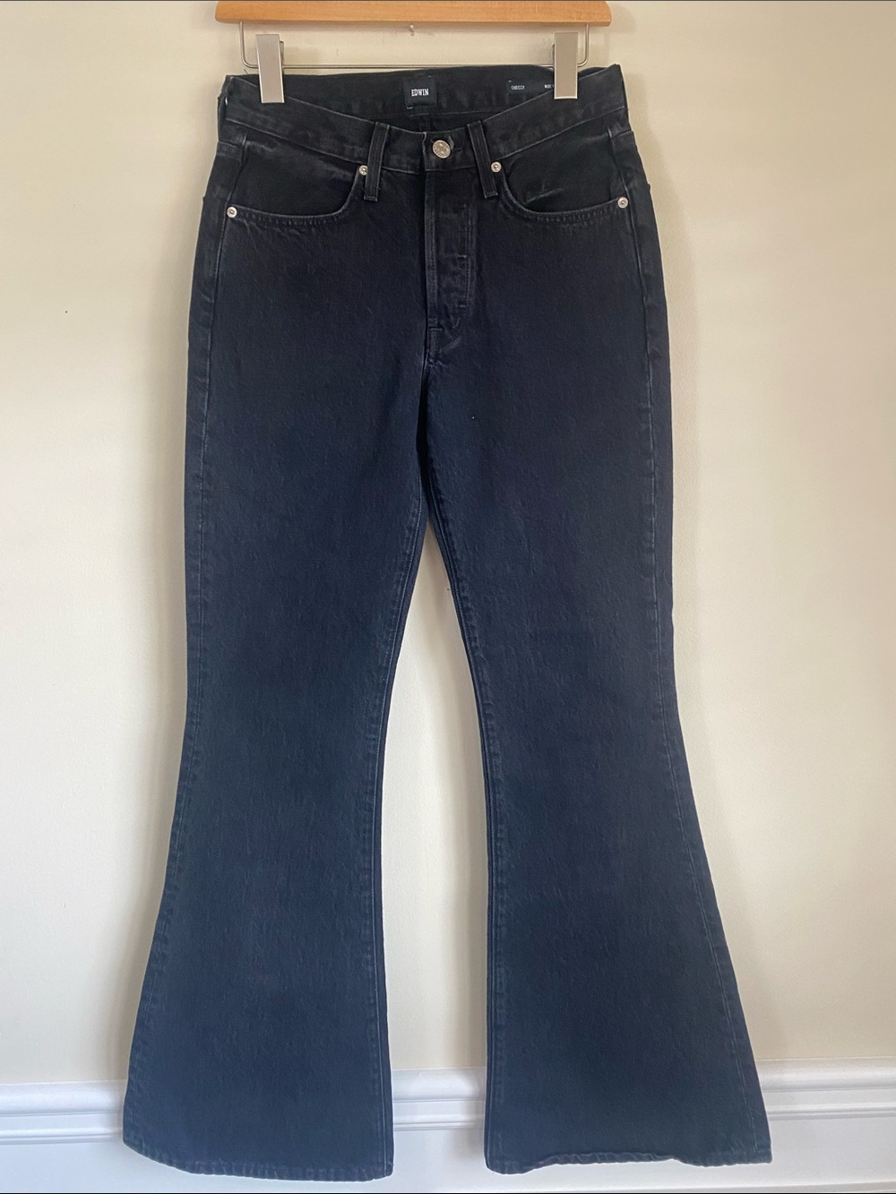 Edwin Black Flare Jeans - High Waist Wide Leg